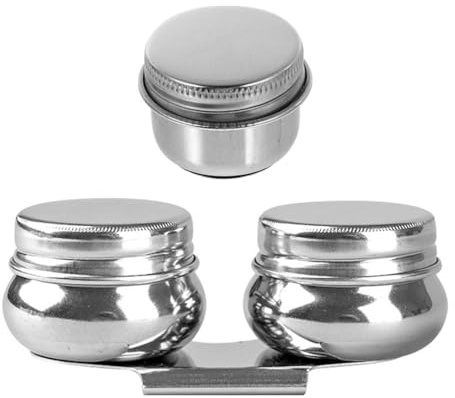VILLCASE Lot De 2 Pots De Lavage pour Pinceaux en Acier Inoxydable avec Couvercle Hermétique Et Clip De Palette Gobelets De Nettoyage Et Mélange pour Peinture À l'huile Intérieur Et Extérieur