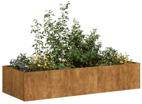 Hochbeet Metall Pflanzenbeet für Garten, Gemüsebeet Pflanzbeet Gartenbeet Pflanzkasten Blumenkasten Blumenbeet, Rostig 200x80x40 cm Wetterfester Stahl