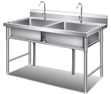 Lavelli a doppia vasca in acciaio inossidabile, stazione lavello indipendente per cucina ristorante, lavamani portatili per lavanderia domestica, garage, utilità
