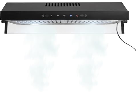 Küchen-Dunstabzugshaube,Edelstahl-Unterbau-Haube,mit Doppelmotor und LED-Beleuchtung,Berührung, Geste Sensing Control