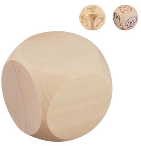 qjuwhua 4Stück Holzwürfel Blanko 50x50x50mm Blanko Würfel Selbst Gestalten | Beschreibbarer Würfel Unlackiertes Holz Sechsseitig für DIY Handwerk Malen Dekorationen Bastelprojekte Gravieren