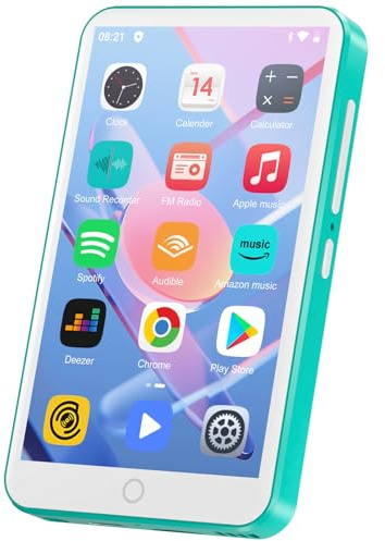MP3 Player mit Bluetooth und WiFi, Oilsky 80GB 4 Zoll Android 9.0 Mp3, 1080P Touchscreen MP4 Player, Tragbarer Musikplayer mit Spotify, Audible, Deezer (Cyan)