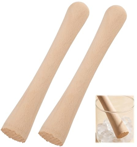 Mortero de Cóctel de Madera de Haya, Trituradora de Hielo y Mezclador de Hierbas, para Mojitos y Cócteles, Herramienta de Cocina y Barra