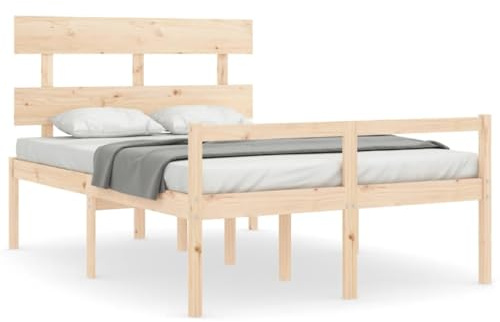 Qnhdfrt Seniorenbett aus massivem Kiefernholz 140x190 cm, Stabiles Holzbett mit Kopfteil, Bettrahmen mit 45 cm Sitzhöhe für bequemen EIN- und Ausstieg, Naturholz unbehandelt