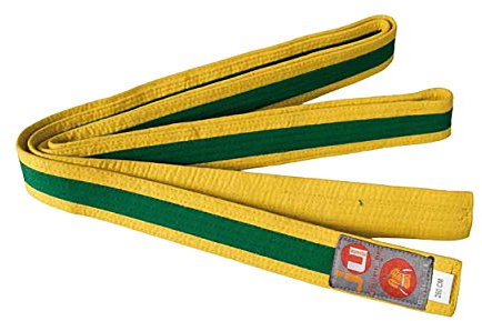 Ju-Sports Budogürtel - gelb/grün/gelb, Baumwolle I Kampfsport Gürtel Für Budo-Sportarten, Judo, Karate uvm. I Ca. 4 cm breiter Martial Arts Gürtel I 350 cm