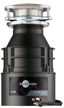 InSinkErator Badger 5 Garbage Disposal with Power Cord, Badger Series 1/2 HP Continuous Feed Food Waste Disposer