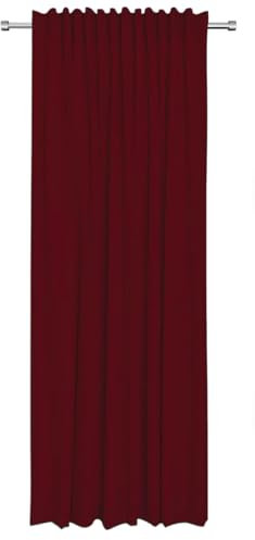 Rollmayer Vorhänge mit Tunnelband Kollektion Vivid (Weinrot 13, 135x150 cm - BxH - 2 er Pack) Blickdicht Uni einfarbig Gardinen Schal für Schlafzimmer