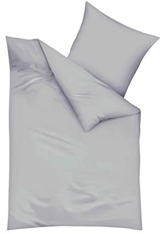 Kaeppel Fein-Biber Bettwäsche Set 2-tlg. | Uni | Fb. silber Größe 155x220 / 80x80 cm