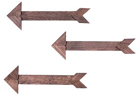 Comfify Dekorative Pfeile aus Scheunenholz - Set mit 3 Pfeilen für eine Wanddekoration in Braun - Holzdekorationsschilder - Rustikale Akzente für das Wohndekor - Montagezubehör inklusive