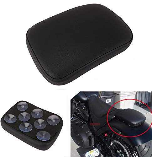 Motorrad Sitz Saugnapf Motorrad Sitzkissen mit 8 Saugnäpfen Rücksitz Beifahrersitzpolster für Custom Chopper Cruiser XL883 XL1200 X48 X72-Schwarz