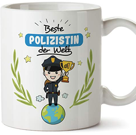 Mugffins Polizistin Tasse/Becher/Mug Geschenk Schöne and lustige kaffetasse - Beste Polizistin der Welt - Keramik 350 ml