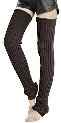 Leotruny Damen Winter Dicker Strick Extra Lange Oberschenkel Hohe Beinstulpen, C05-braun, Medium