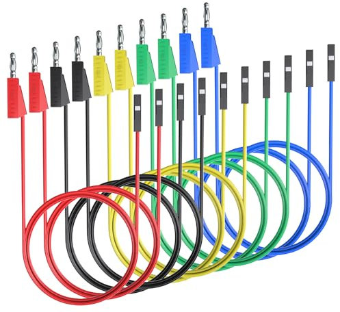 Goupchn Stackable Banana Plug to Breadboard Female Jumper Wires Soft Flexible Silicone Test Leads for Electrical Testing