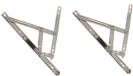 MroMax 12 Inch Round Slot Casement/Hanging Window Hinge and 202 Stainless Steel Silver Tone 2PCS