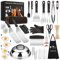 Kit de accesorios para plancha, 135 piezas de herramientas para parrilla Blackstone y Camp Chef, juego de espátulas profesionales para barbacoa con cubierta para untar y espátula, raspador, botella,