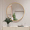 Koonmi 91cm Round Wall Mirror, Circle Bathroom with Metal Frame Hanging Leaning for Entryways, Washrooms, Living Rooms, Gold