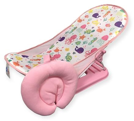 LADIDA Reisebadewannensitz, faltbar und verstellbar, perfekt zum Baden von Neugeborenen (284 Pink Bather)