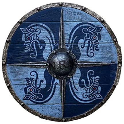 Nautical Replica Hub Medieval LARP Warrior Wooden Viking Steel Design Round Armor Shield 24