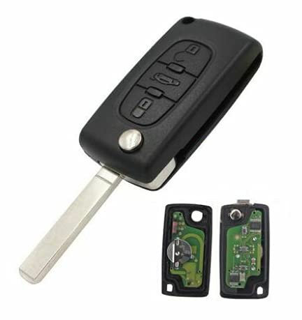 LAKAMODO Clé Vierge complète 3 Boutons Coffre CE0523 à Programmer pour Peugeot 307 CC 308 407 607 Expert Jumpy Citroën C4 C5 C6 C4 Picasso Xsara Picasso Lame Non Rainurée Lakamodo, Couleur: Noir