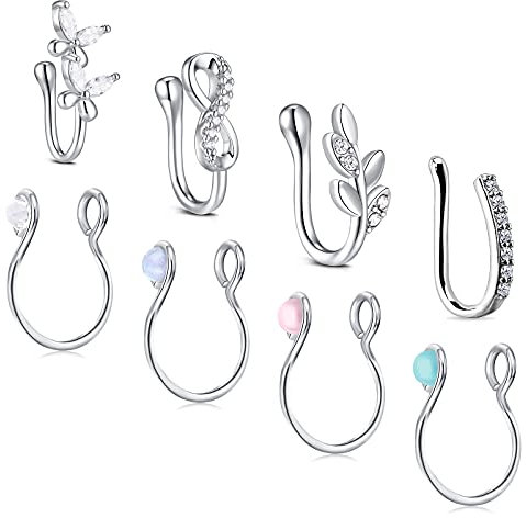 JFORYOU Fake Nasenpiercing Faux Septum Fake Ohr Helix Cartilage Ring Nose Cuff Clip On Faux Nostril Piercing