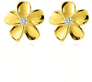 Reffeer 925 Sterling Silber Plumeria-Blumen-Ohrringe für Damen, Blumen-Ohrstecker, hübsche Ohrringe (B-18K Gold Plated)