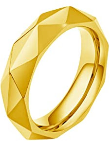 Whoiy Trauringe Titan, Damen Ringe mit Gravur Edelstahl Gold Raute Minimalistischer Ring für Männer 62 (19.7) Kostenlos Gravieren