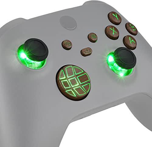 eXtremeRate Multicolori Tasti Luminosi Ricambio per Xbox Series X S Controller Dpad Analogici Pulsanti DTF LED Kit per Xbox Series X S Joystick Model 1914(Senza Controller)-Venatura del Legno