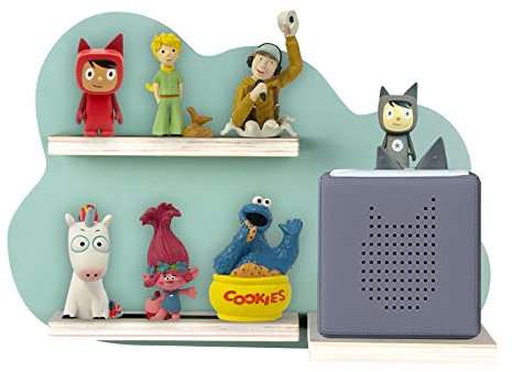 Shudyear Toniebox Regal mit Platz für 14 Tonie-Figuren, Tonie Box Magnetisches Wandregal, für Kinder zum Spielen und Sammeln (Grün,Wolken)