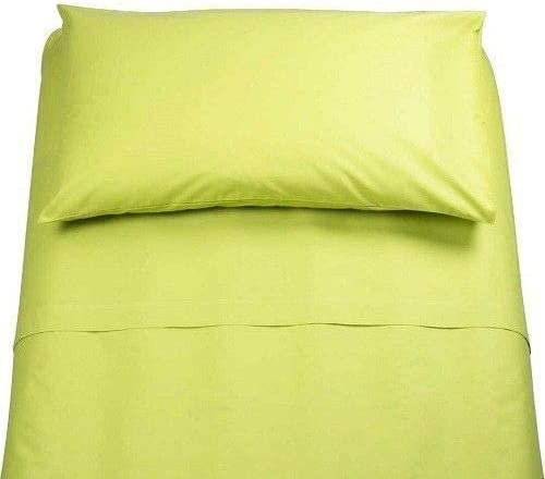 Lingerie Shop Set Lenzuola Letto Singolo Cotone Sotto Sopra + Federa Vari Colori Tinta Unita (Verde Mela, Singolo)