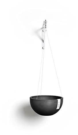 Ecopots Hängende Pflanzschale Blumentopf Brüssel Dunkelgrau - Durchmesser Ø 27 cm rund groß - Pflanzentopf aus Recycling Kunststoff - Übertopf modern für Indoor und Outdoor