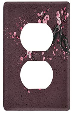 Realistische Kirschblüten, japanische Kirschbaum-Duplex-Steckdosen, Lichtschalter-Abdeckung, dekorative Wandplatte für Heimschalter, 11,5 x 7 cm