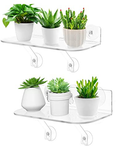 Oloxayi Fensterregal für Pflanzen mit tragenden Halterungen, 30,5 cm, Acryl-Fensterbank-Verlängerung für Zimmerpflanzen, 2 Stück