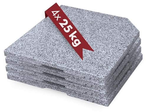 Doppler 4X Granitplatte 25kg I Beschwerplatte 50x50x4cm für Sonnenschirme mit max. 300cm Schirmdurchmesser I wetterfester Natursteinsockel mit Griffmulde I Schirmständer für Pendelschirme