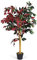 COSTWAY Plantas Artificiales Decorativas, Ficus Artificial con Troncos Naturales, Flores Artificiales Decoración con 504 Hojas Rojas y Verdes para Oficina Hogar Decoración Interior, 120 cm