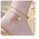 TINGN Fußkettchen für damen, 14k Vergoldet Fussketten für frauen Fußkette Gold Doppelte Fusskettchen M Buchstaben Fusskette Verstellbar Sommer Stand Süß Geschenk für Frauen Mädchen Tochter Freundin
