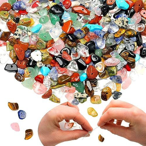 XIANNVXI Multicolor 400pcs Perlen zum Auffädeln Kristalle Perlen Kristall Steine Perlen für Armbänder Ketten Ohrringe Schmuck Machen Crafting Natürlichen Unregelmäßige Gebohrt DIY Edelsteine 5-8mm