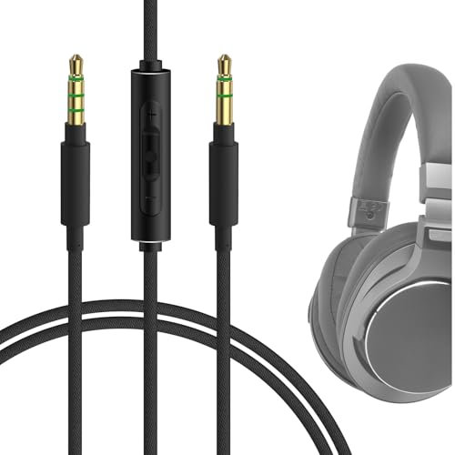 Geekria Audiokabel mit Mikrofon, kompatibel mit ATH ATH-M50xBT2 ATH-M20xBT Kopfhörern, 3,5 mm geflochtenes Nylon-Ersatz-Stereo-Kabel mit Inline-Mikrofon (1,2 m)