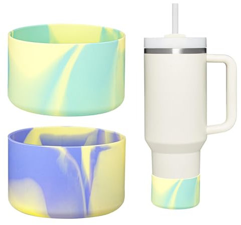 HEYSKAY 2pcs Protective Flask Silicone Boot Base for Stanley Quencher Adventure 40oz & Stanley IceFlow 20oz 30oz Tumbler, and Compatible with 12-24oz Hydro Sport Water Bottles,Yeti and More