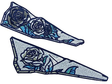 Finally Home Zwei Patches zum Aufbügeln - Vintage Broken Rose | Retro Rosen Patch, Scherben Aufbügler, Blumen Flicken, Flower Aufnäher