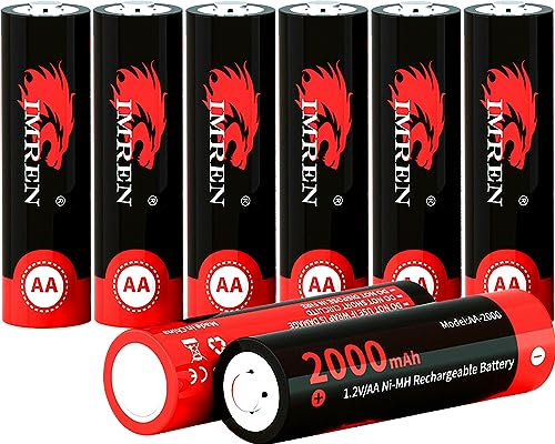 IMREN Wiederaufladbare AA-Batterien, Doppel-A-Akku, Standardkapazität, 2000 mAh, NiMH-AA-Batterie, 1200 Zyklen, wiederverwendbar, 8 Stück wiederaufladbare Batterien