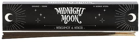 Midnight Moon Lot de 15 encens indiens aromatiques à la bergamote et au néroli roulé à la main, végétalien et bio avec support, avec support, attention lors de la combustion