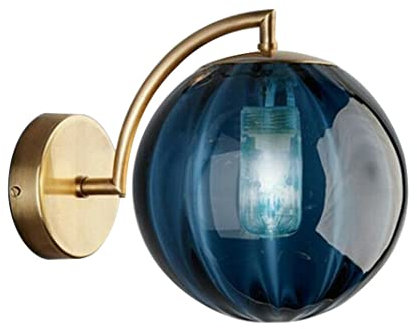 TPWEWRX Moderne Glaskugel Wandlampe Nachttisch Wandleuchte Kugel Wandmontage Wandleuchte Beleuchtung Mid Century Wandleuchte für Wohnzimmer Schlafzimmer Flur (Blue)