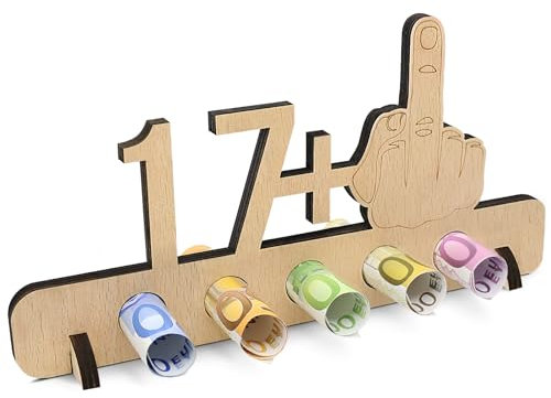 Sugeru Ausgefallenes Geldgeschenke 18. Geburtstag - 17 + 1 | Witzige Lustige Geldgeschenke Schild | Gästebuch Geschenk | Holz Deco für Jubiläum Freunde/Familie/Mann/Frauen Kreatives(18)