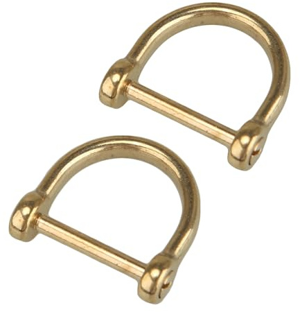 Anillos en D de latón macizo con tornillo, herradura, grillete en forma de U para llavero, tirador de cremallera, bolso, pulsera, 2/3 pulgadas, 2 piezas