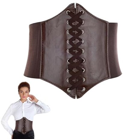 Korsett Gürtel,Corsage Damen,Braun Corset Leder,Piraten Unterbrust,Piratenkostüm,Corsett,Braunes Schnürkorsett Accessoires,Breiter Corsagengürtel,Piratengürtel Lederkorsett Kleid,Frauen Bauch Schnüren