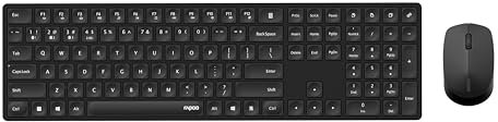Rapoo Set Wireless Maus + Tastatur (Computermaus, Mouse, Keyboard, Wireless, Bluetooth, 1300 DPI, USB-Empfänger) schwarz