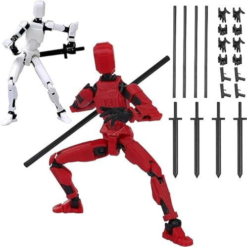T13 Action Figure, 2 Stück T13 Action Figures 3D-Druck von Beweglichen Figuren mit Mehreren Gelenken, Roboter-Actionfigur, Desktop-Dekorationen (Mit 4 Waffen + 3 Handtypen)
