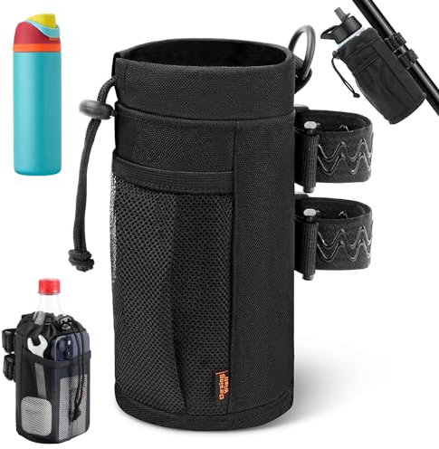 Desing Wish Porte Gourde Velo sans Vis Bidon Porte Velo avec Poche en Maille Porte Gourde pour UTV ATV Bouteille de Vélo Guidon Poussette Porte Gourde Fauteuil Roulant Scooters Auto Accessoires