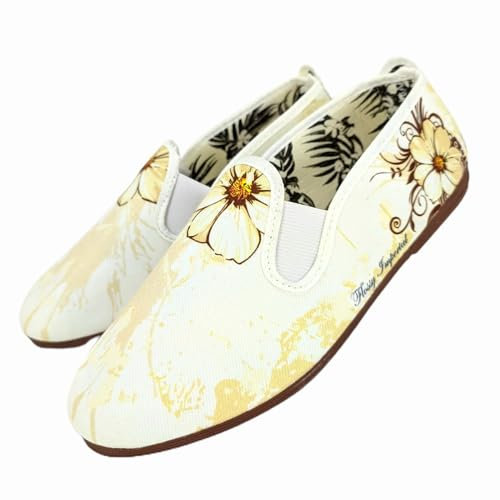 Kiruz - Zapatillas Kung fu Camping de Lona con Cierres elásticos y Suela de Caucho Flexible y Ligera. - 41, Blanco