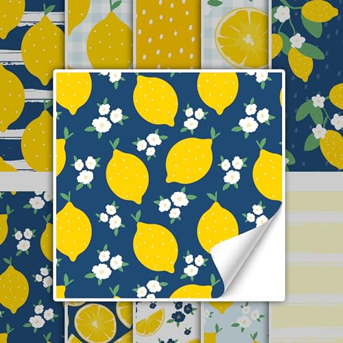 GRAZDesign Fliesenaufkleber Zitronen Küche Gelb Blau Fliesenbilder selbstklebend - Nach Maß / 50 Stück